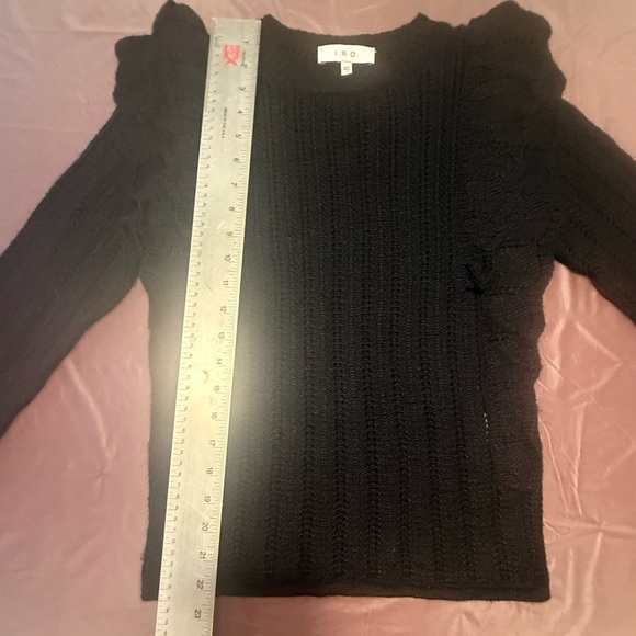 IRO Black Ruffled Wool Blend Knit Sweater Size XS MSRP $395 - Picture 8 of 9